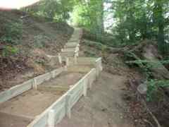 new wooden steps footpath