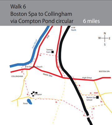 walk 6 - boston spa to collingham via compton pond circular